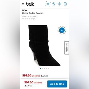 DKNY Cerise Cuffed Booties- Black Suede